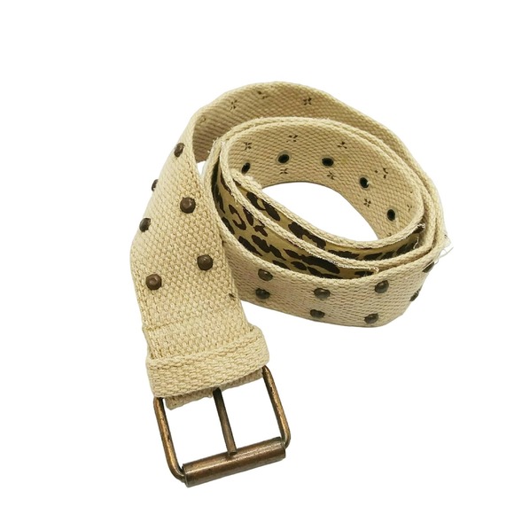 Rivetted belt Cheetah print patched 29" - Picture 1 of 5